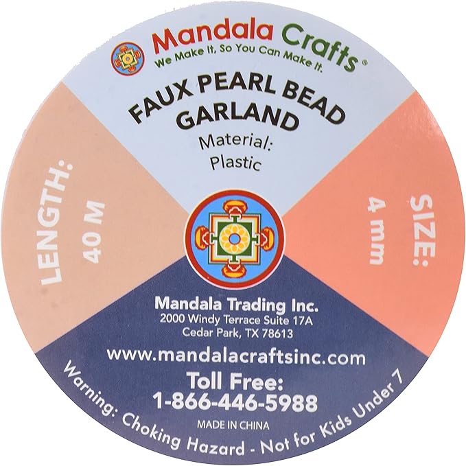 Mandala Crafts 4mm Faux Copper Pearl Beads Roll - 44 Yards Strand of Fake Pearls Chain Garlands Spool String for Christmas Tree, Wedding, Party, Vases, DIY Decoration