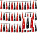 3P Metallic Fringe Tassel Banner Garland Foil Tinsel Streamer Wall Hanging Curtain Backdrop Banner for Parade Floats, Halloween Decorations, Christmas Day Party Decoration(Black red)
