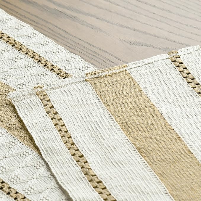 Artoid Mode Burlap Brown Farmhouse Woven Rustic Table Runner, Seasonal Holiday Hollow Kitchen Dining Table Decoration for Home Party Decor 12x72 Inch