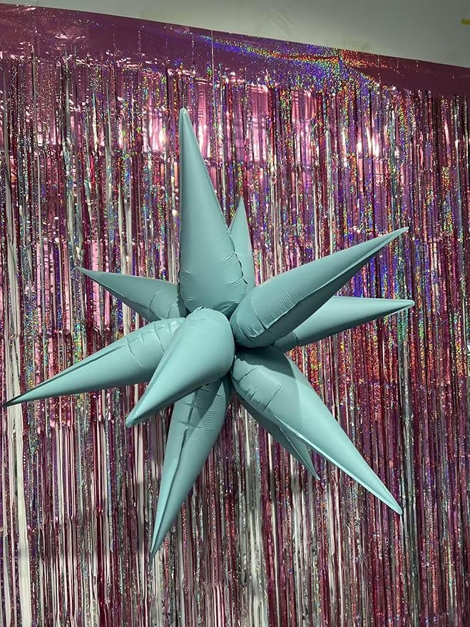 3pcs 26inch 3D matte blue Explosion Star foil balloon, matte blue Foil Cone Star burst Balloons for Birthday Wedding New Year Party Event