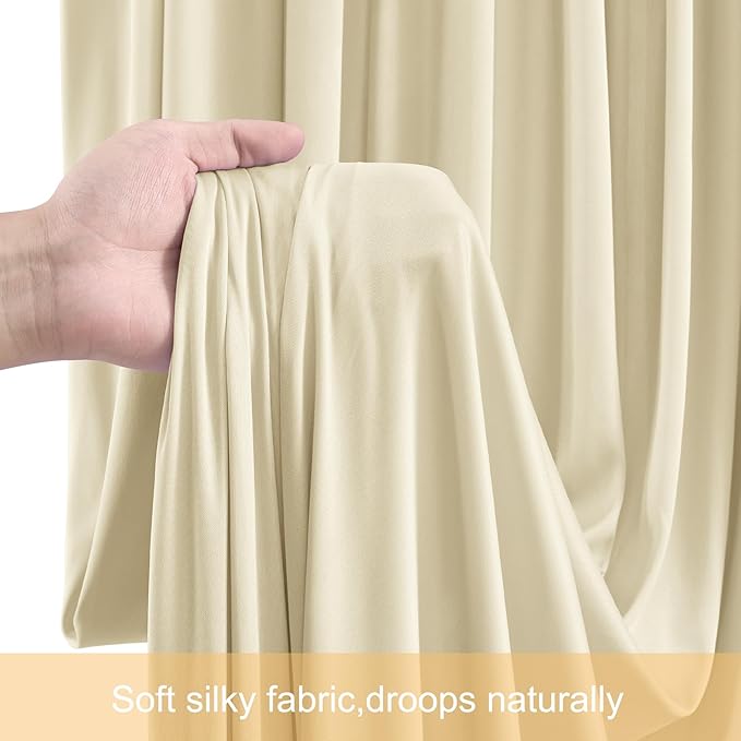 20ft x 12ft Beige Backdrop Curtains Wrinkle Free Backdrop Curtain for Wedding Parties Beige Fabric Backdrops Drapes Back Drop Cloth Bridal Shower Stage Curtains Wedding Decorations for Reception