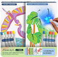 Lifelines FlowArt Activity Pad, UV Art 2-Pack - Guided Art Meditations with Illuminating Marker - Color by UV Light Coloring Books for Teens, Adults & Seniors
