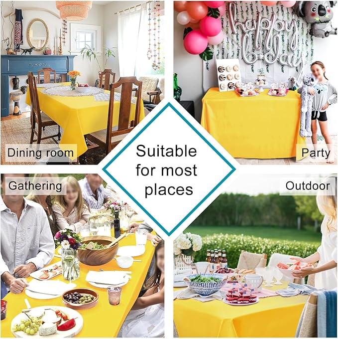 Hiasan Yellow Tablecloth for Rectangle Tables - Waterproof and Spillproof Washable Fabric Table Cloth for Dining Room Kitchen Party, 60 x 102 Inch