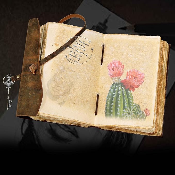 cuero Compass Vintage Leather Journal Antique Handmade Bound Journal with Deckle Edge Paper Diary Leather Sketchbook Drawing Journal Notebook Great Gift Men & Women (Caramel Brown, 11X8 Inch)