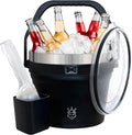 Insulated Ice Bucket with Lid & Scoop-XL Double-Walled, bar Essentials for Entertaining, Holiday Party, Stainless Steel Wine Chiller, Beverage Tub with Handle, Bottle Opener, Great Gift (Black)