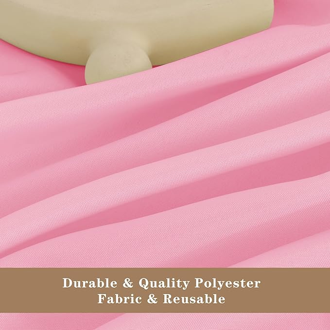 Fitable 6 Pack Pink Round Tablecloths - 120 Inches in Diameter - Stain Resistant and Washable Table Clothes, Polyester Fabric Table Covers for Wedding, Party, Banquet, Formal Events