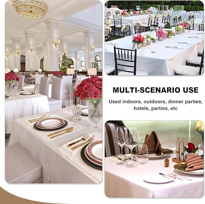 Fitable Red Rectangle Table Clothes, 6 Pack - 90 x 156 Inch - Reusable and Washable Tablecloths, Polyester Fabric Table Covers for Wedding, Party, Banquet, Formal Events