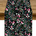 Paisley Table Runner, Abstract Vintage Boho Pink Paisley Flowers Green Teal Leaves Print Table Runner for Dinning Holiday Party Indoor Outdoor Decor, 13x90inch