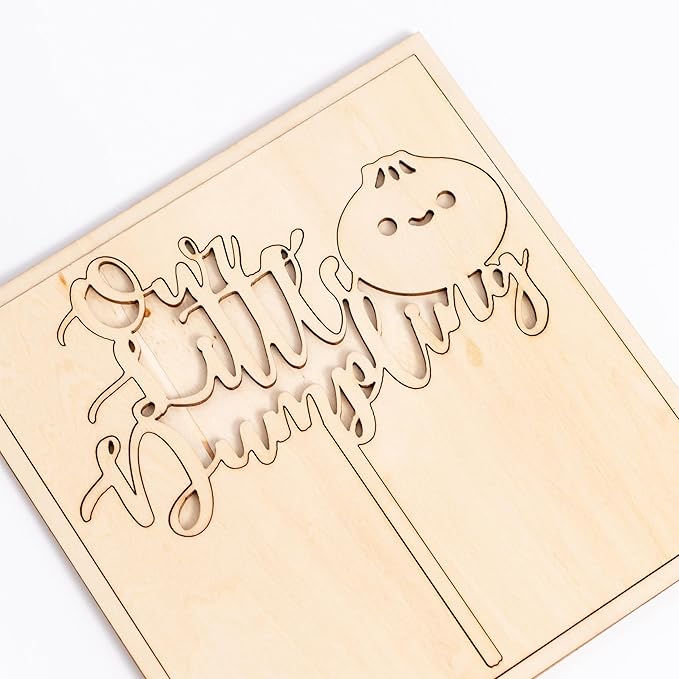 Little Dumpling Wood Cake Topper - Baby Shower Party Decor, Dumpling Themed Party Supplies
