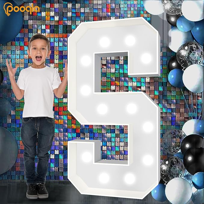 Pooqla 4 FT Marquee Light Up Letters, Cool White and Warm White Marquee Letters 4 Feet Tall, Giant Letter Sign Big Mosaic Letter for Balloons Birthday Party Anniversary Wedding Decorations, LED &