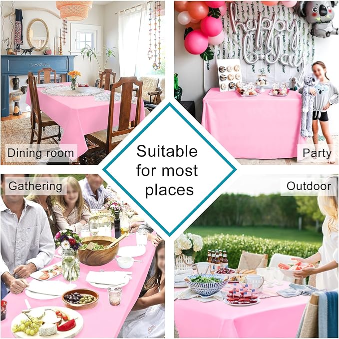 Hiasan Pink Tablecloth Rectangle - Waterproof & Spillproof and Washable Small Table Cloth for Dining/Party, 30 x 60 Inch