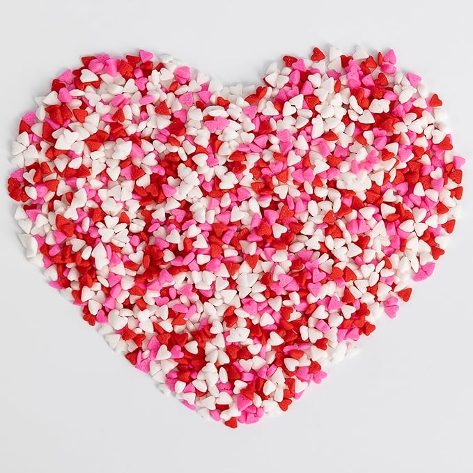 Edible Heart Sprinkles for Cake Decorating,Red Pink White Heart Shapes Mix,100g,Miniature Sugar Sprinkle for Baking Decorations ,Cake Ice Cream Cookies Cupcake Chocolate Topper Birthday Wedding Valentines Christmas Supplie