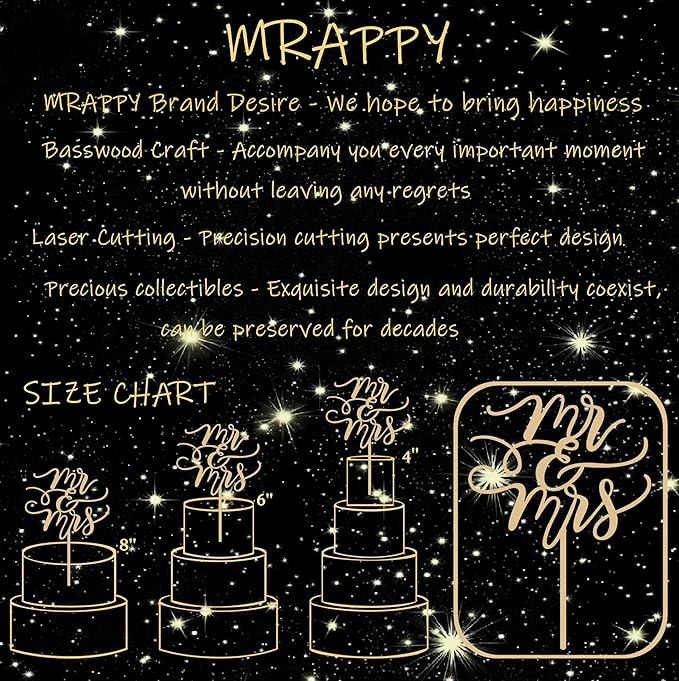 Mr and Mrs Cake Topper - Wooden Wedding Cake Toppers Bride and Groom Party Cake Decorations Supplies, Perfect for Bridal Shower, Wedding or Engagement Party