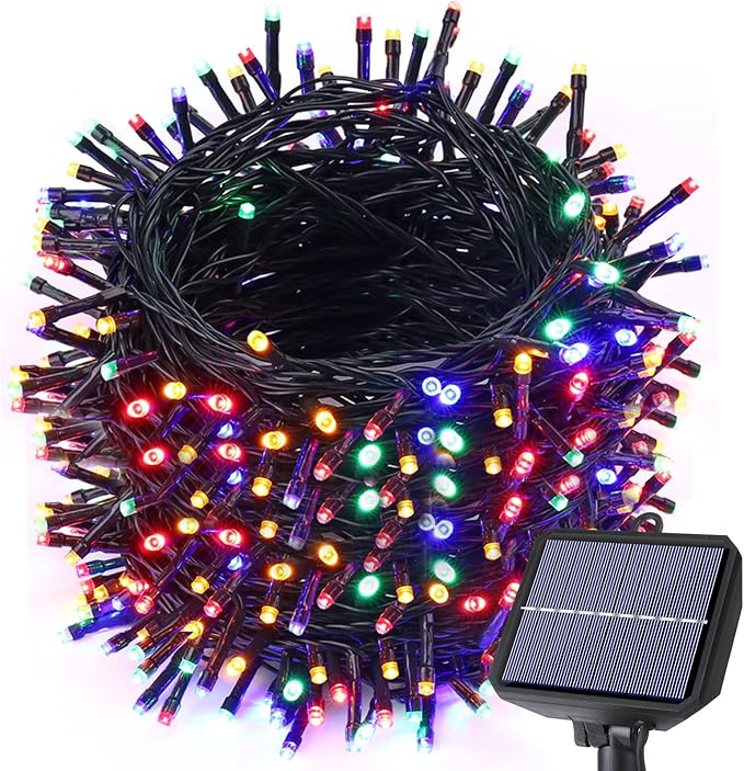 Toodour Solar Christmas Lights, 121ft 350 LED 8 Modes Outdoor Christmas String Lights, Waterproof Solar String Light for Xmas Tree, Fence, Holiday, Party, Balcony, Outdoo Xmas Decorations -Multicolor