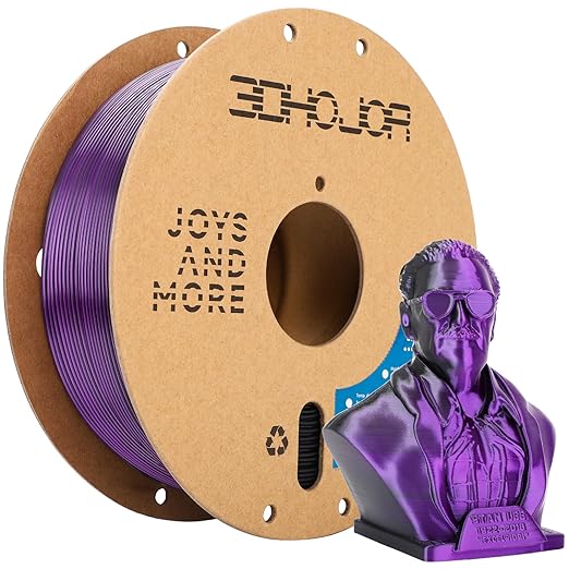 Silk PLA Filament 1.75mm Black Purple Dual Color PLA 3D Printer Filament 2 in 1 Coextrusion 1KG Spool(2.2lbs) 3D Printing Filament Dimensional Accuracy +/- 0.03mm Fits for Most FDM 3D Printers