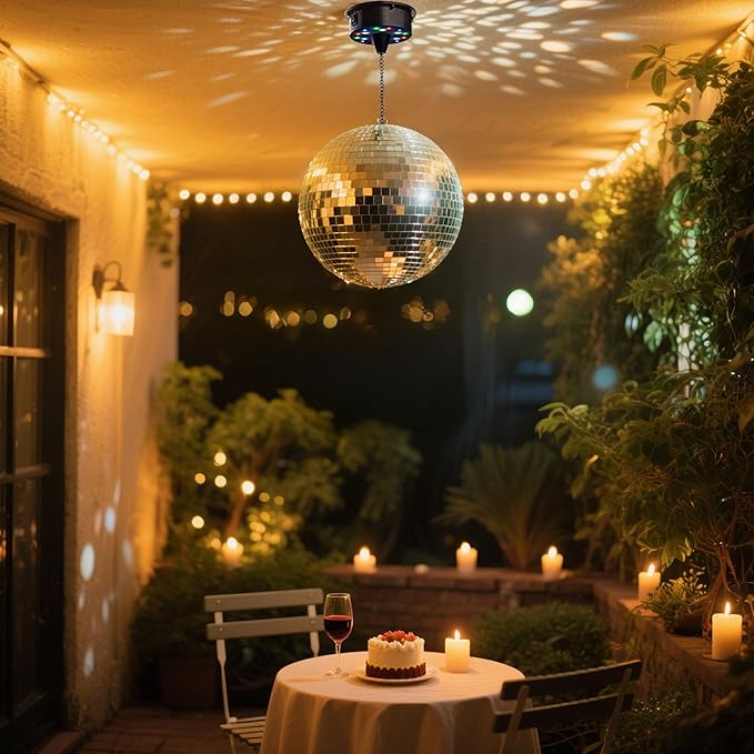 Yescom 12" Large Disco Ball Mirror Big Hanging Glass Decoration for 70s 80s Party Events Wedding DJ Dance Club Bar Stage Lighting Business Holiday Home Decor Silver