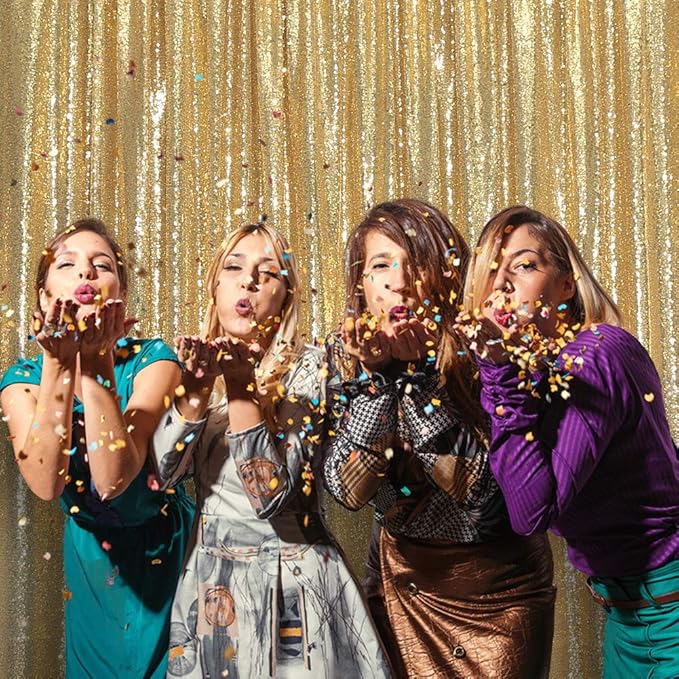 SquarePie Sequin Backdrop 6FT x 8FT Gold Background for Wedding Party