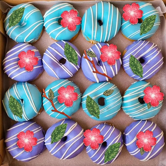 Peach Blossom Shape Molds 4 Pcs, Plant Flowers Leaf Fondant Silicone Molds for Cake Decoration Candy Sugar Cupcake Topper Cake Pop Popsicle Polymer Clay Crafts