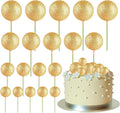 ASTARON 20 Pcs Mini Balloons Cake Topper Sticks - Glitter Gold Ball Picks for Christmas Birthday Decorations