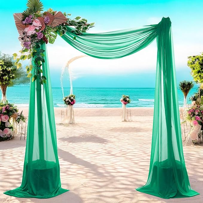 MDS Halloween Chiffon Draping Fabric - 1 Panel, 30" Wide x 50ft Long - Sheer Spooky Arbor & Canopy Drapery for Haunted House Backdrops, Party Ceilings, DIY Costumes & Themed Events - Emerald Green