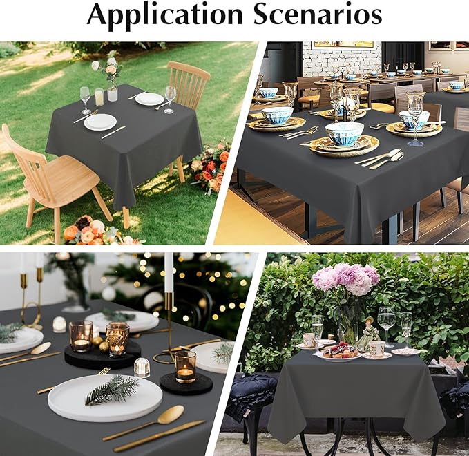 2 Pack Square Table Cloth 70X70 Inch Grey Washable Fabric Tablecloth Polyester Solid Dining Table Cover for Birthday Party Dinner Holiday Outdoor Indoor