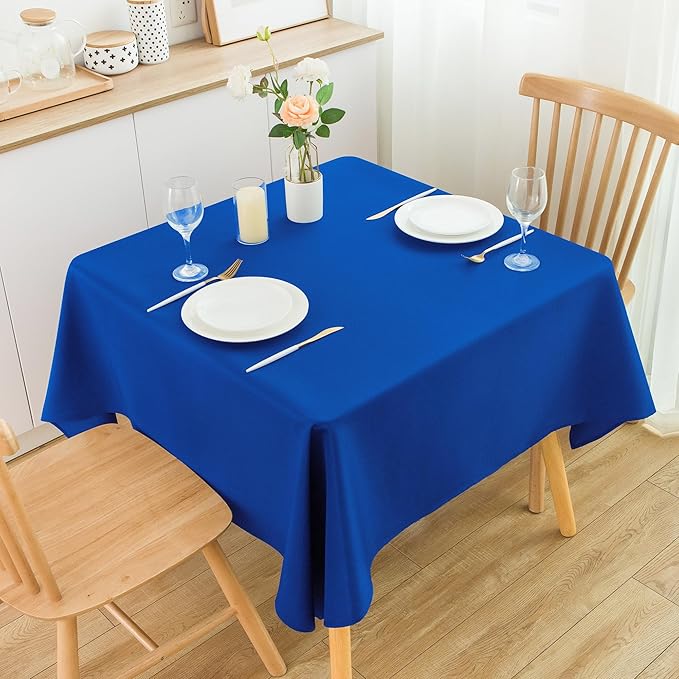 2 Pack Square Table Cloth 52X52 Inch Royal Blue Tablecloth Washable Polyester Solid Dining Table Cover for Birthday Party Dinner Holiday Outdoor Indoor