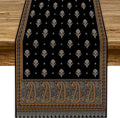 Vintage Paisley Table Runner, Boho Brown Black Flowers Leaves Print Table Runner for Home Dining Kitchen Table Party Wedding Decor, 13x36inch