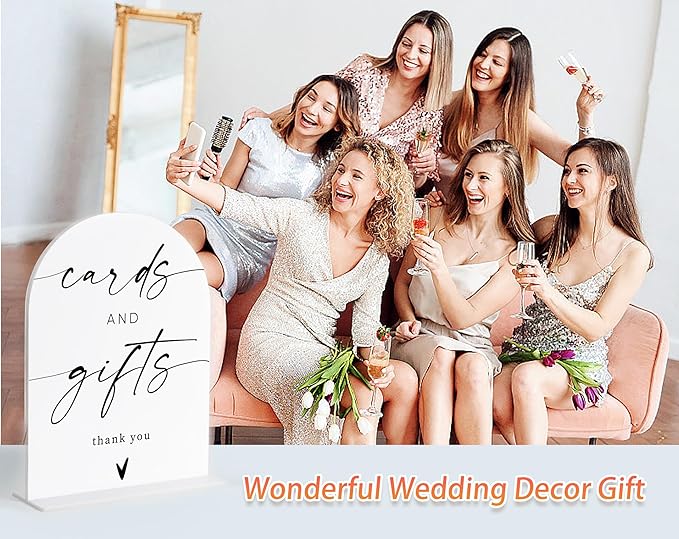 Cards and Gifts Sign, White Arch Acrylic Wedding Sign, Wedding Favors for Guests, Bridal Shower Decor, Engagement Party Decor, Centerpiece Table Decorations Party for Bride and Groom-2