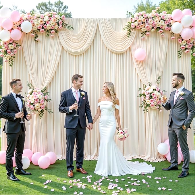 20ft x 12ft Champagne Backdrop Curtains Wrinkle Free Backdrop Curtain for Wedding Parties Fabric Backdrops Drapes Back Drop Cloth Bridal Shower Stage Curtains Wedding Decorations for Reception
