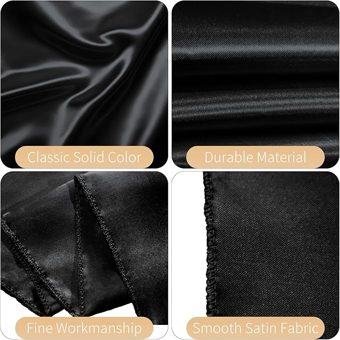 50 PCS Satin Chair Sashes Bows Decorative Universal Chair Cover Chair Ribbon Ties Back Sash for Wedding Birthday Party Ceremony Reception Hotel Events Banquet Restaurant Home Decor(7 x 108inch, Black)