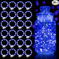 Aogist 24 Pack Fairy Lights 3 Modes 7ft 20 LED Waterproof,Battery Operated Silver Wire Firefly Starry Moon Mini String Lights for Mason Jars Christmas DIY Crafts Wedding Party Bedroom,Blue