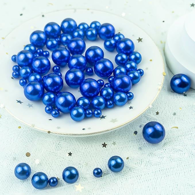 300Pcs Purple Polished No Hole Faux Pearl Beads for Vase Filling Decorations, Plastic Pearls Vase Fillers, Table Scatters, Wedding Centerpiece, Home Decor, 8/14/20 mm