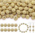 160pcs 10mm Rhinestone Beads for Jewelry Making, Light Yellow Shiny Round Disco Beads Bulk, Sparkle Crystal Clay Christmas for Bracelet Baseball Necklace Earring Crafting and DIY