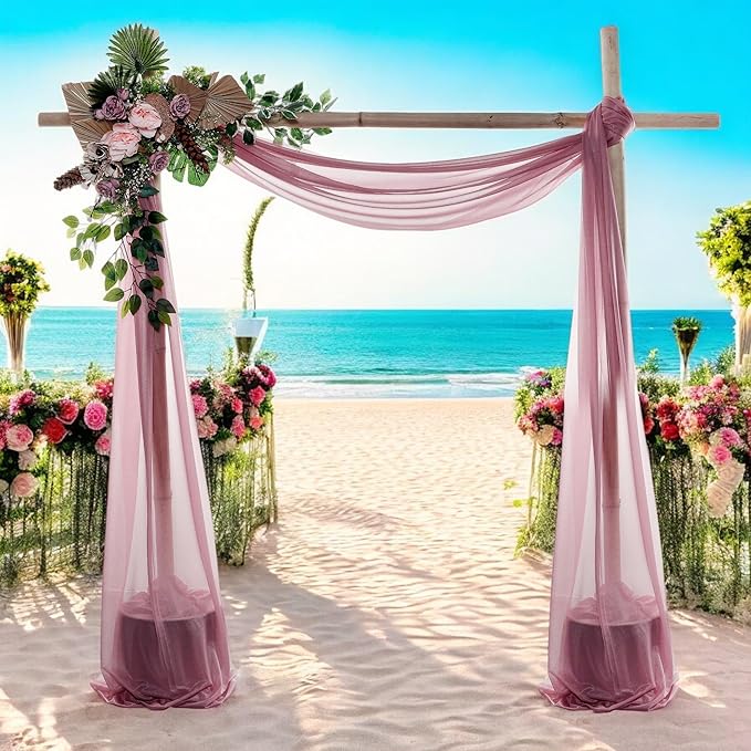 MDS Halloween Chiffon Draping Fabric - 2 Panel, 30" Wide x 50ft Long - Sheer Spooky Arbor & Canopy Drapery for Haunted House Backdrops, Party Ceilings, DIY Costumes & Themed Events - Mauva