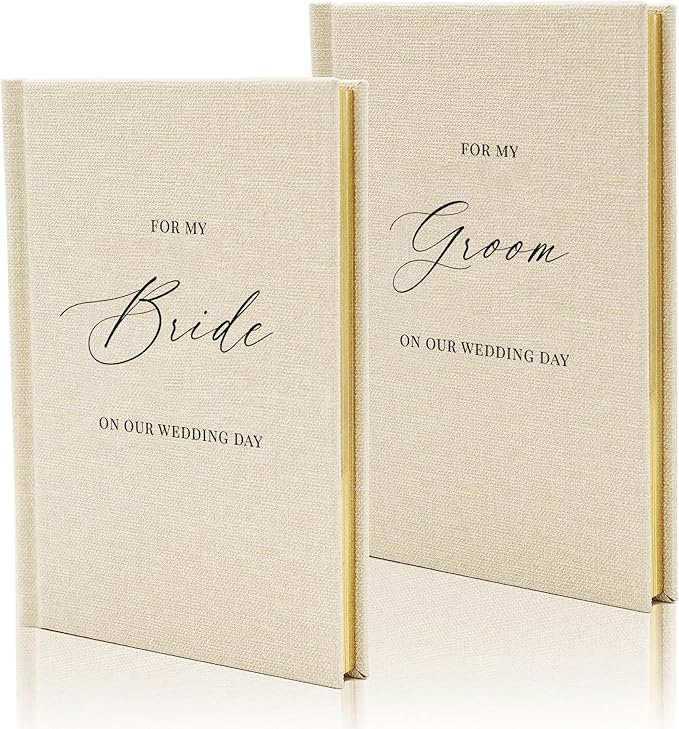 For my Groom/Bride Hard Cover Vow Books (Set of 2) - 5.75 x 5 Minimalist Pocket Sized Black Embossed Wedding Ceremony Vow Renewal Speech Notebook