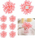 5 Inch Baby Pink Gift Bow Curly Ribbon Bows Set of 8, Double Faced Satin Ribbon Bow Premade Self Adhesive Bow Decorations for Party, Wedding, Holiday, Bows for Crafts, Wine Bottle, Presents