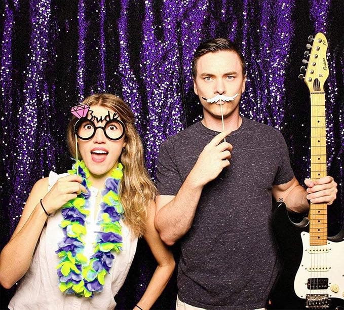 JYFLZQ Purple Sequin Backdrop Curtains 2ft x 8ft 2 Panels Glitter Photo Booth Backdrops Sparkly Photography Background Drapes for Parties Wedding Bridal Showers