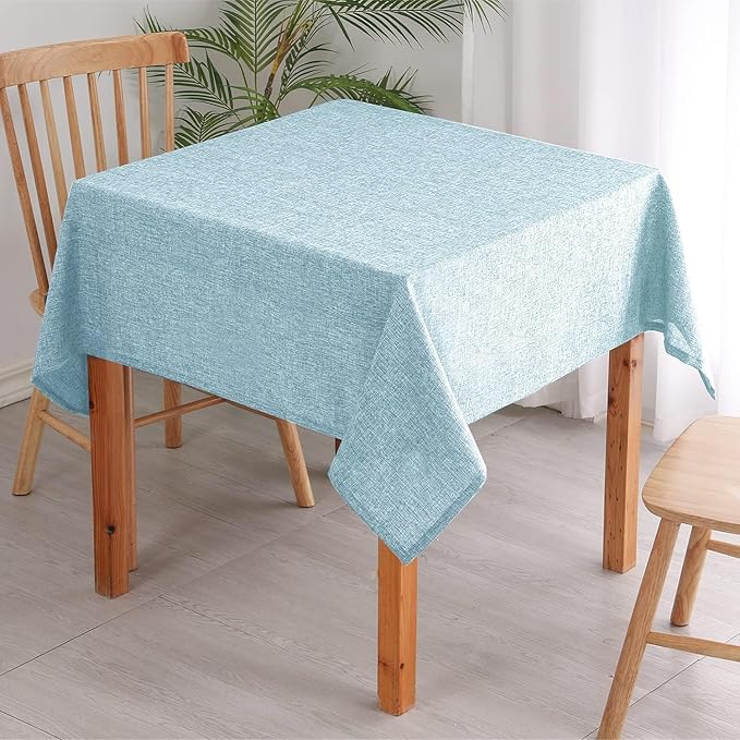 Hiasan Faux Linen Square Tablecloth - Wrinkle and Stain Resistant Washable Table Cloth for Kitchen Dining Room Holiday Table Cover for Dinner, Lux Slate Blue, 30 x 30 Inch