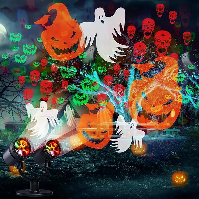 Halloween Lights Projector, Halloween Decorations Lighting Projector, with Timer Led Pumpkin Ghost Demon Light, for Holiday Party Garden Patio Yard Outdoor Indoor Landscape Decor