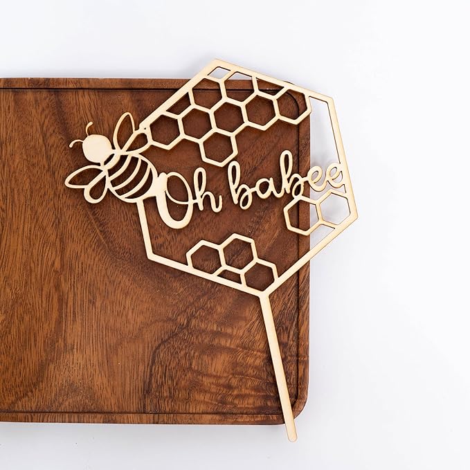 Oh Babee Wooden Bee Themed Cake Toppers, Bee Baby Shower, Gender Reveal Decors