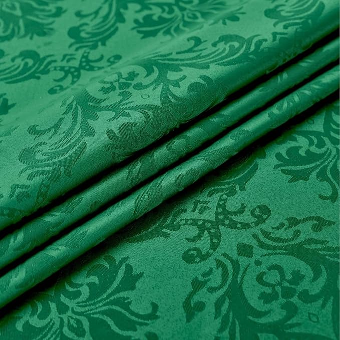 SASTYBALE Jacquard Tablecloth Rectangle, Damask Table Cloth SpillProof Wrinkle Resistant Tablecloths, Soft Polyester Oblong Table Cover for Kitchen, Dinner, Parties (Dark Green, 60X84)