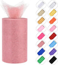 Glitter Tulle Rolls 6” by 50 Yards Sparkle Tulle Fabric Ribbon Sequin Tulle Netting Rolls for DIY Tutu Skirt Wedding Birthday Party Decoration (Rose Gold)