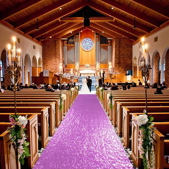 ShinyBeauty Lavender Carpet Runner for Party 2x15Ft Sequin Aisle Runners for Weddings Sparkly Floor Carpet Rug for Outdoor Indoor Ceremonies Decor