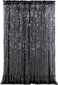Black Sequin Backdrop Curtains 4ftx8ft Halloween Glitter Backdrop Drapes Big Payette Shimmer Sparkly Fabric Birthday Dessert Table Background Backdrop