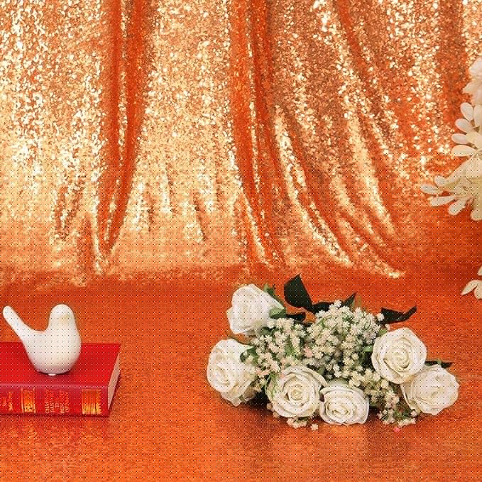 Eternal Beauty Orange Sequin Backdrop, 6x8 Ft Halloween Glitter Background Curtains for Shimmer Photography Party Wedding Birthday Back Drop Decor