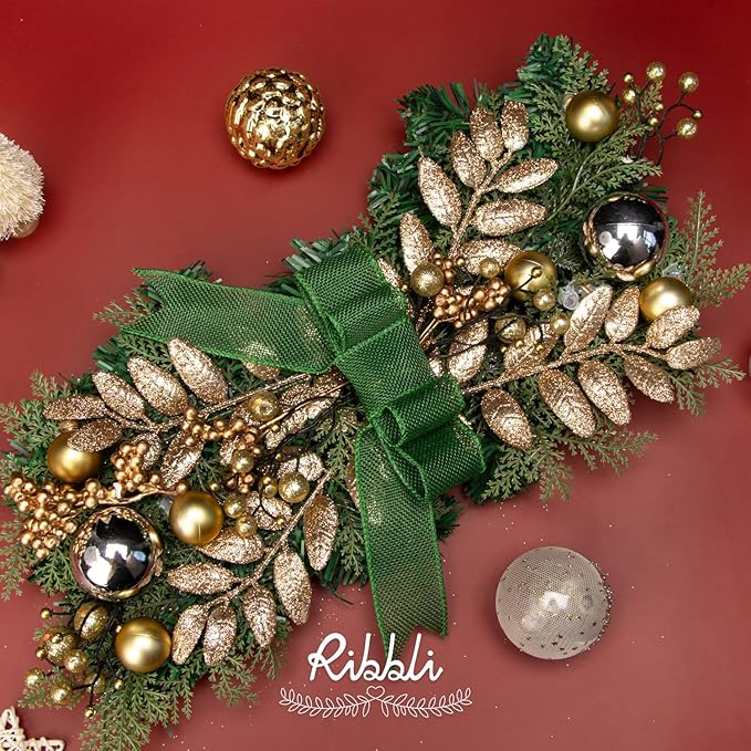 Ribbli Emerald Green Burlap Wired Ribbon,1-1/2 Inch x 10 Yard, Wired Edge Ribbon for Big Bow,Wreath,Tree Decoration,Outdoor Decoration