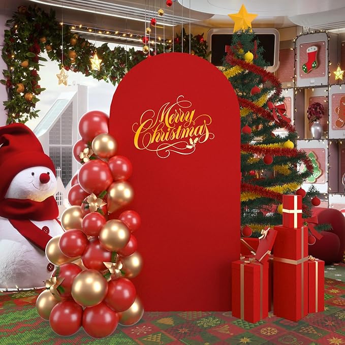 bricia Wedding Arch Backdrop Stand Cover, 5FT Double Sided Stretchy Arch Cover Fitted Wedding Birthday Party Banquet Decoration (Red 60''Lx25.2''W)