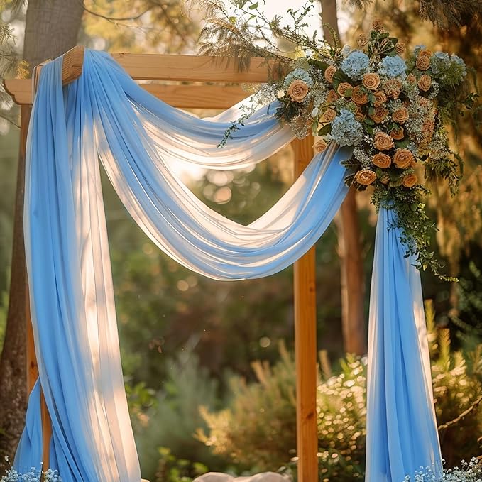 Wokceer Wedding Arch Draping Fabric 6 Panels 28.7" x 20FT Dusty Blue Drapes Sheer Fabric Backdrop Arch Draping Fabric for Wedding Ceremony Birthday Party Bridal Shower Decoration