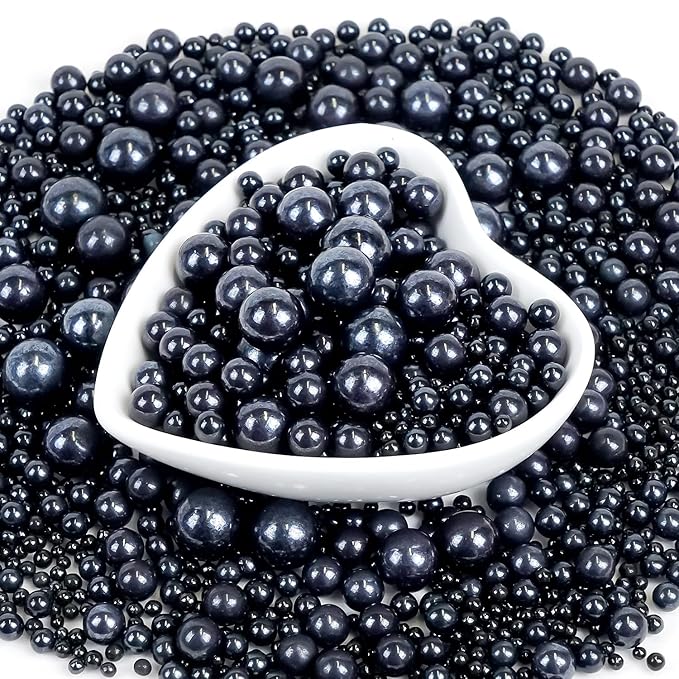 Edible Black Pearl Sugar Sprinkles, Black Pearl Sprinkles for Cake Decorating, 180g/6.35oz, Cupcake Toppers, Cake Decorations, Ice Cream, Wedding Party Halloween Supplies