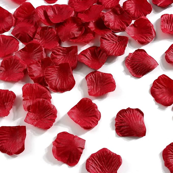 1000 Pcs Red Rose Petals Artificial Silk Flower Petals Romantic Decorations for Wedding Engagement Birthday Event Anniversary Party Backdrop Supplies